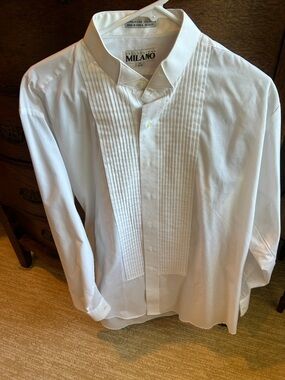 Milano White Pleated Front Dress Shirt